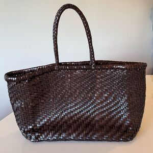 Dragon Diffusion Women Big Leather Woven Basket Tote Bag